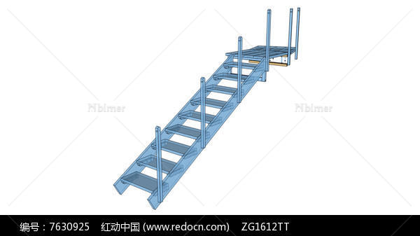 室外玻璃结构楼梯步道SU