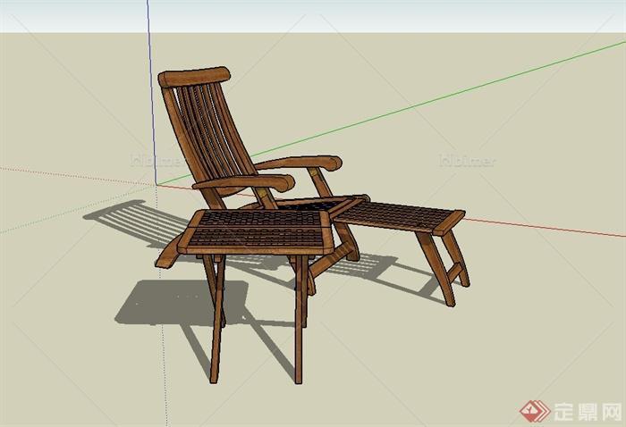 某现代风格木质详细躺椅设计su模型[原创]