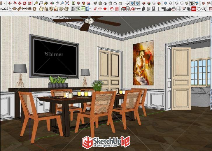 分享精致室内餐厅完整带VRay2.0 for SketchUp参