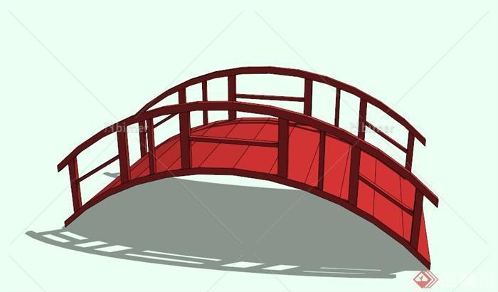 红色拱形园桥设计模型素材[原创]