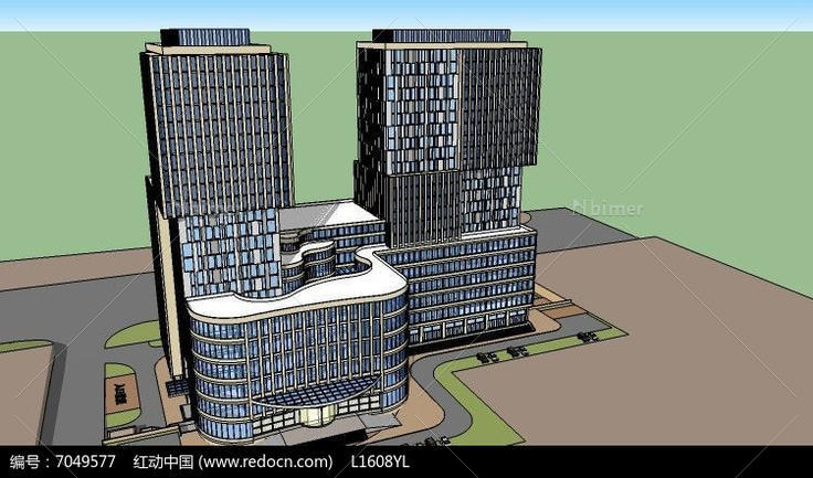 豪华现代酒店建筑模型