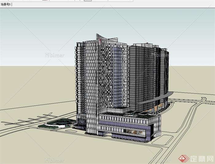 现代风格商住小区建筑楼设计su模型[原创]