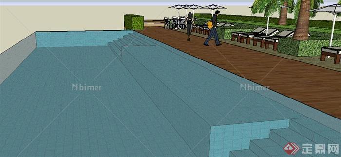 园林景观之游泳池景观设计SU模型2