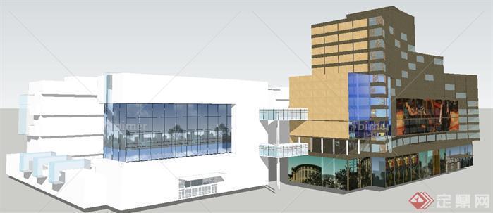 酒店+商业街区建筑概念方案SU精致设计模型[原创