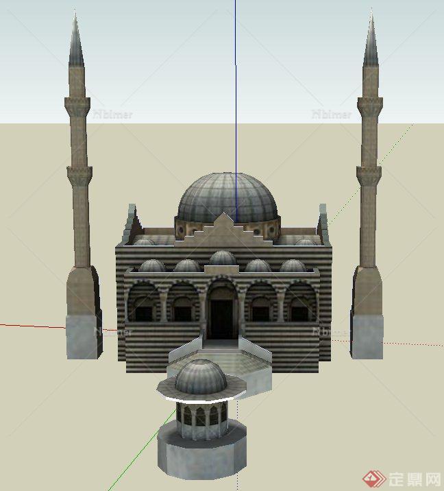 某单层欧式风格清真寺建筑设计SU模型