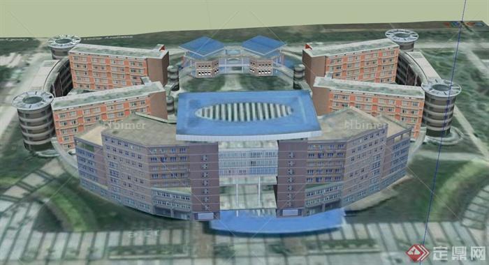 一个医院大楼建筑设计SU模型