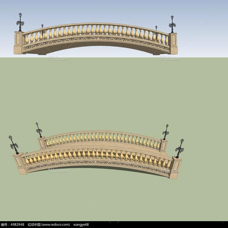 精雕拱形桥SU模型