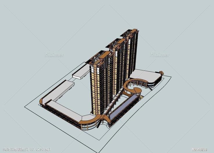 buildingincommericalstyle高层住宅 su模型 3d