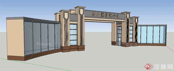 某住宅小区大门设计su模型