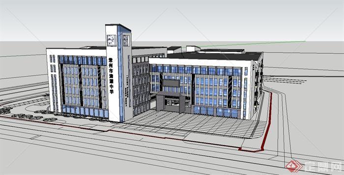 某现代中学学校楼建筑设计su模型