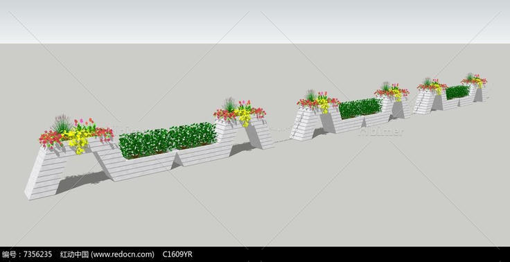 M形景观小品花台SU模型