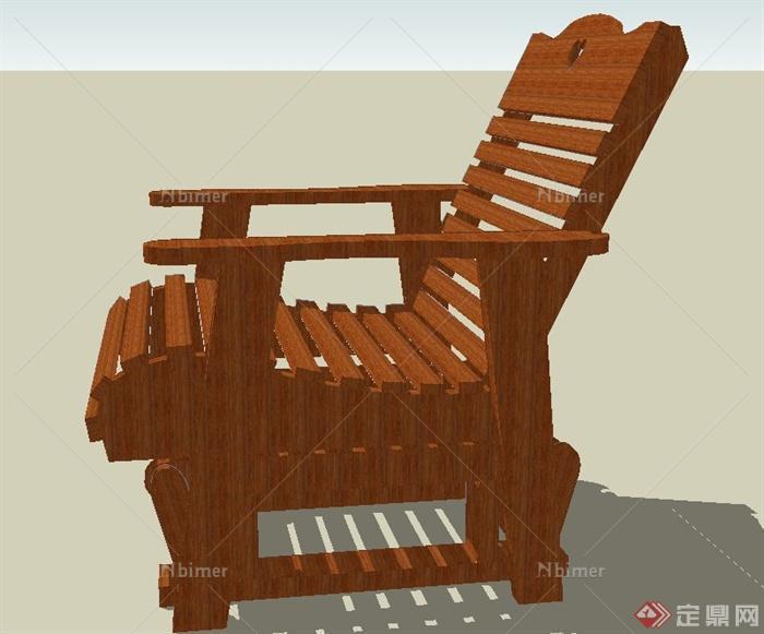 户外木质单人椅子设计SU模型[原创]