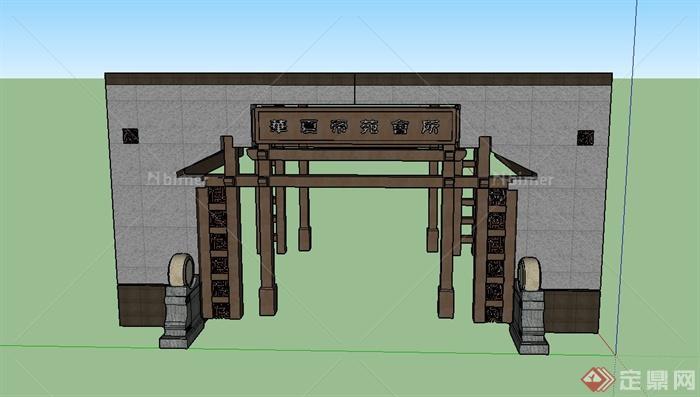 会所建筑大门设计SU模型