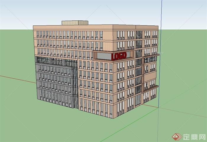 某高层方形写字楼建筑设计su模型