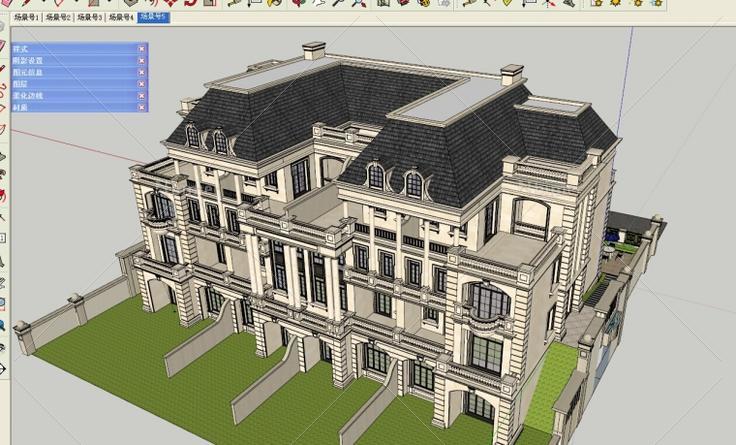 很漂亮的法式联排,拥有全套法式元素.附SketchUp