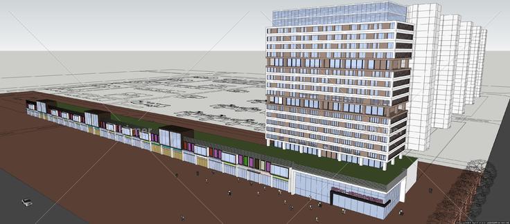 临街大型商业建筑规划设计su草图大师模型