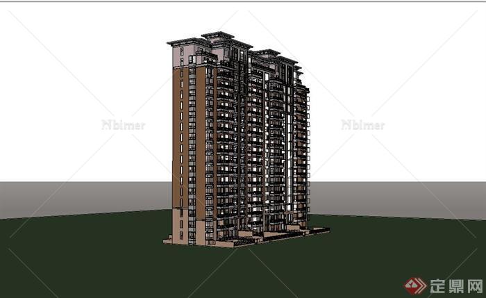 某小区欧式高层住宅楼建筑设计su模型