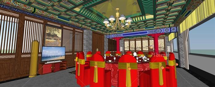古典中式餐饮包厢设计su模型[原创]