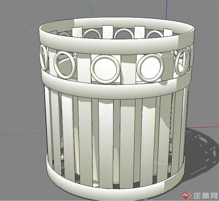 圆形铁艺镂空雕花花钵设计SU模型[原创]