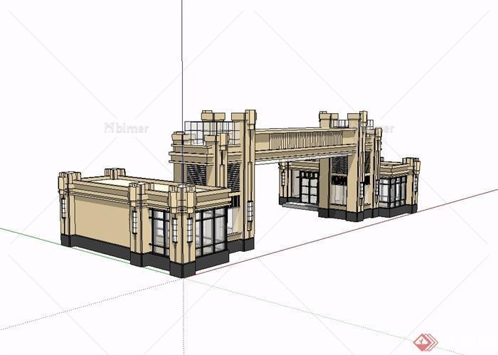 某新古典风格别墅小区大门设计su模型[原创]