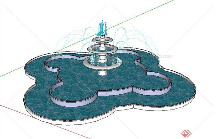 某欧式园林景观喷泉设计SU模型素材1
