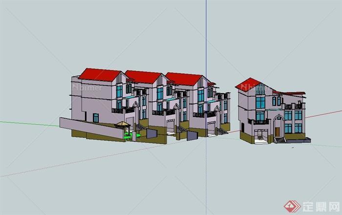 一个漂亮的别墅小区建筑设计su模型