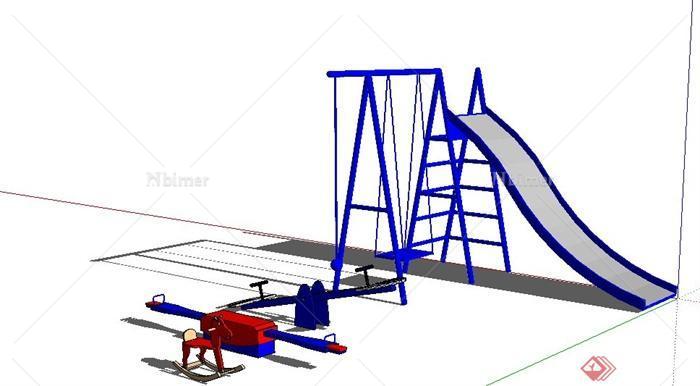 儿童游乐设施设计su模型（含跷跷板、滑梯）[原创