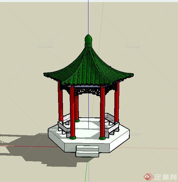 中国元素SU模型六角亭设计参考