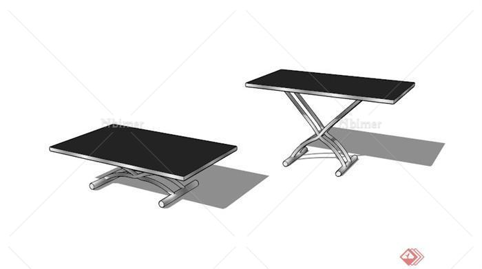 两个黑色桌子办公室家具SU模型[原创]