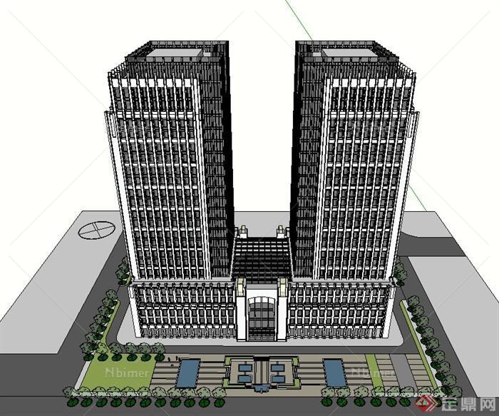 某酒店办公综合大楼建筑设计SU模型