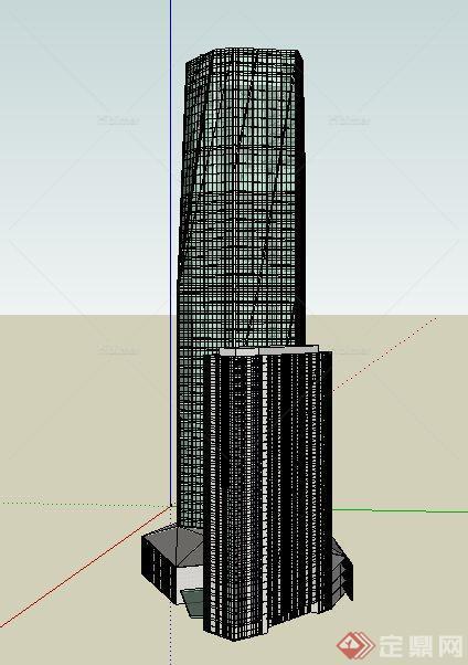 现代高层+超高层商务大厦建筑设计su模型[原创]