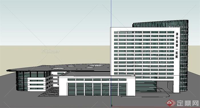 现代某19层半圆形裙房医院建筑设计SU模型
