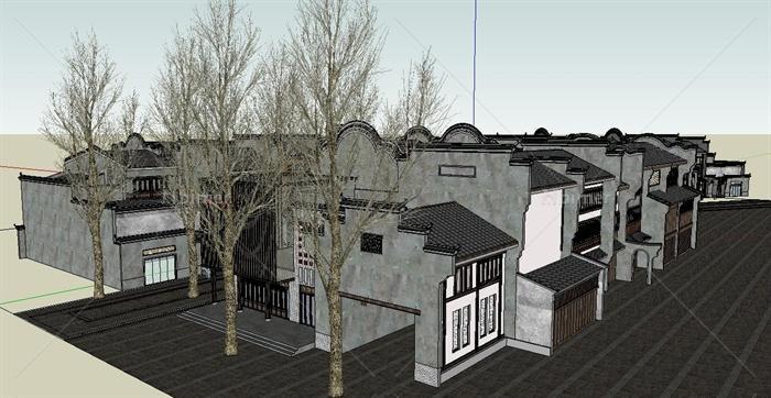 某古典中式特色古镇商街建筑设计SU模型[原创]