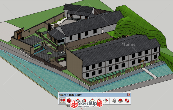 建筑与环境整体大高差设计模型+后期鸟瞰PSD