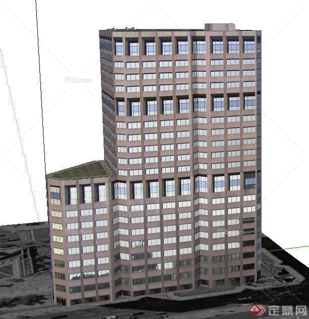 现代某高层组合式酒店建筑设计SU模型