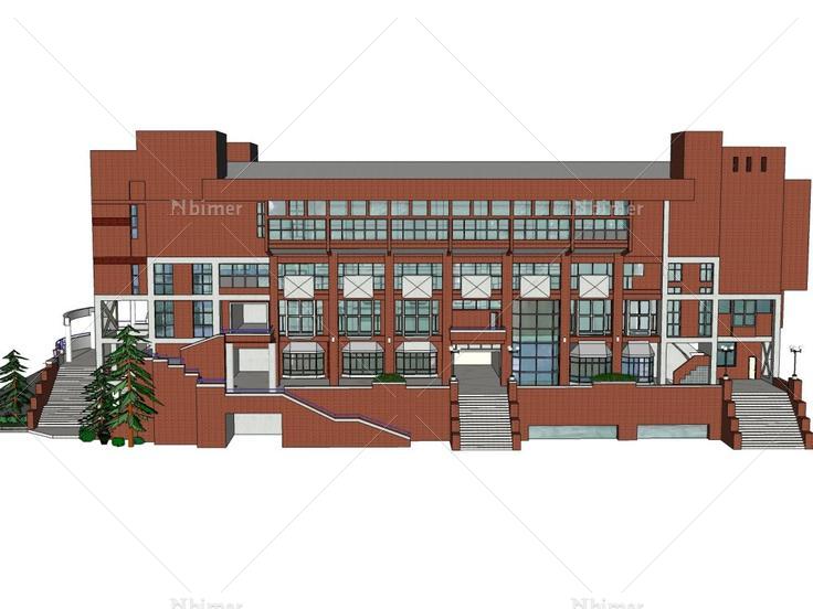 大学活动中心，现代主义风格，5层