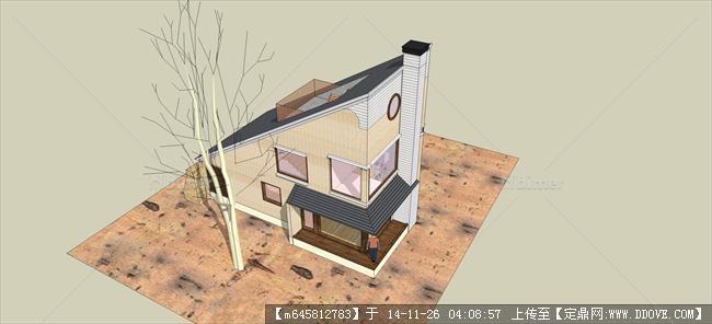 单坡屋顶小别墅su模型
