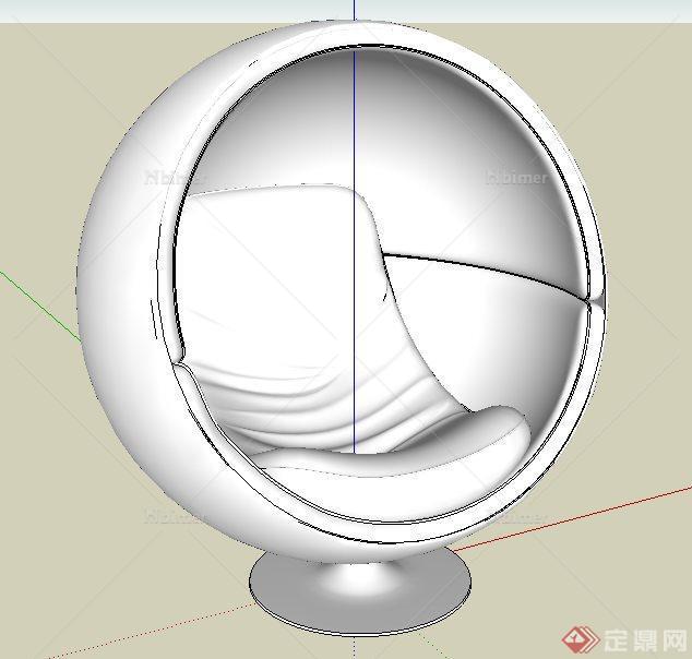 简约圆球沙发座椅su模型[原创]
