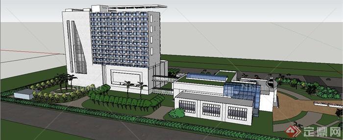 现代风格医院建筑设计su模型