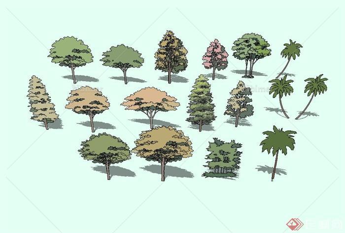 多种不同的手绘树木设计SU模型[原创]