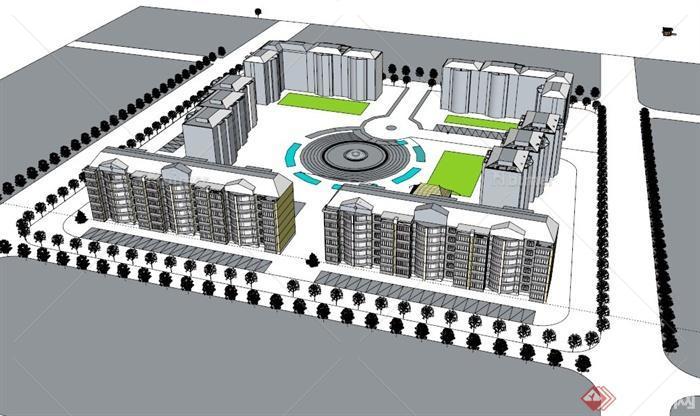 某小区建筑设计SU模型（带户型图+方案图）