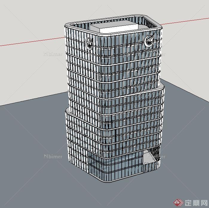 现代风格高层写字办公建筑设计su模型[原创]