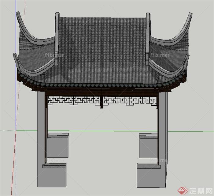 古典中式歇山亭设计SU模型