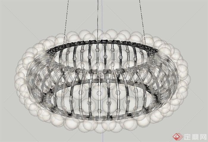 现代室内水晶环形吊灯设计SU模型