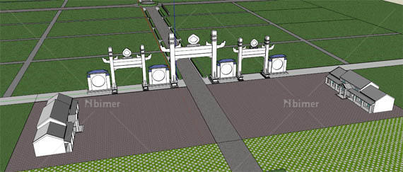 一个牌坊广场设计方案带SketchUp模型下载分享