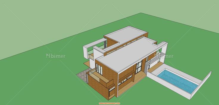 现代风格别墅一枚。。。附上SU模型