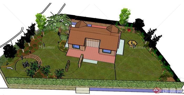 某现代住宅花园设计SU模型