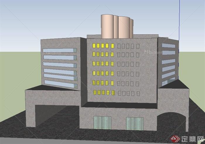 某现代星期五实验大厦建筑设计SU模型