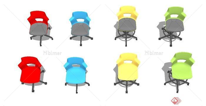 现代彩色旋转椅子设计SU模型[原创]