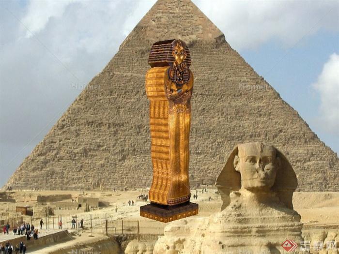 埃及法老雕塑设计su模型[原创]